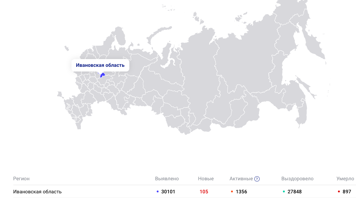 Число заразившихся коронавирусом в Ивановской области превысило 30 тысяч человек