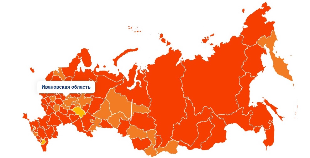 Ивановская область изменила цвет на карте распространения коронавируса