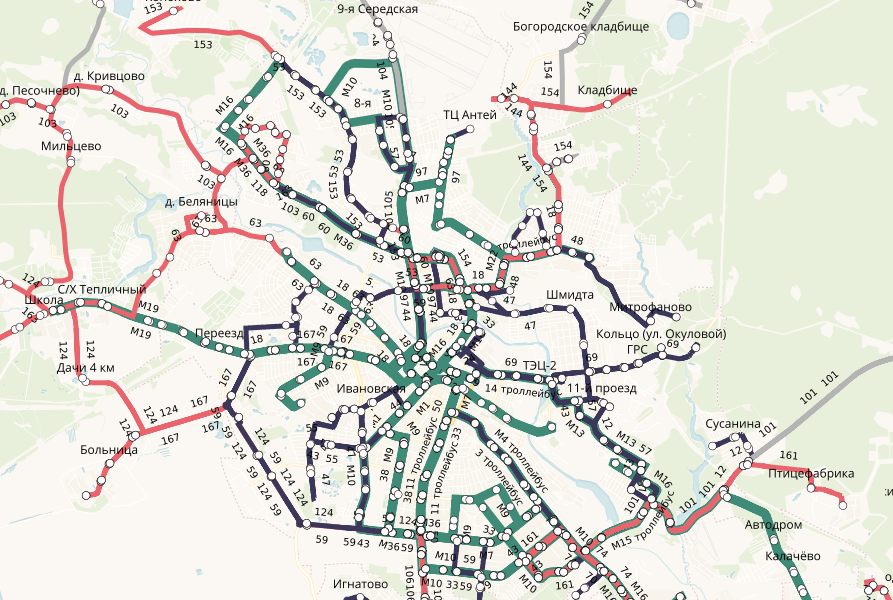 Схема транспорта в иваново движения