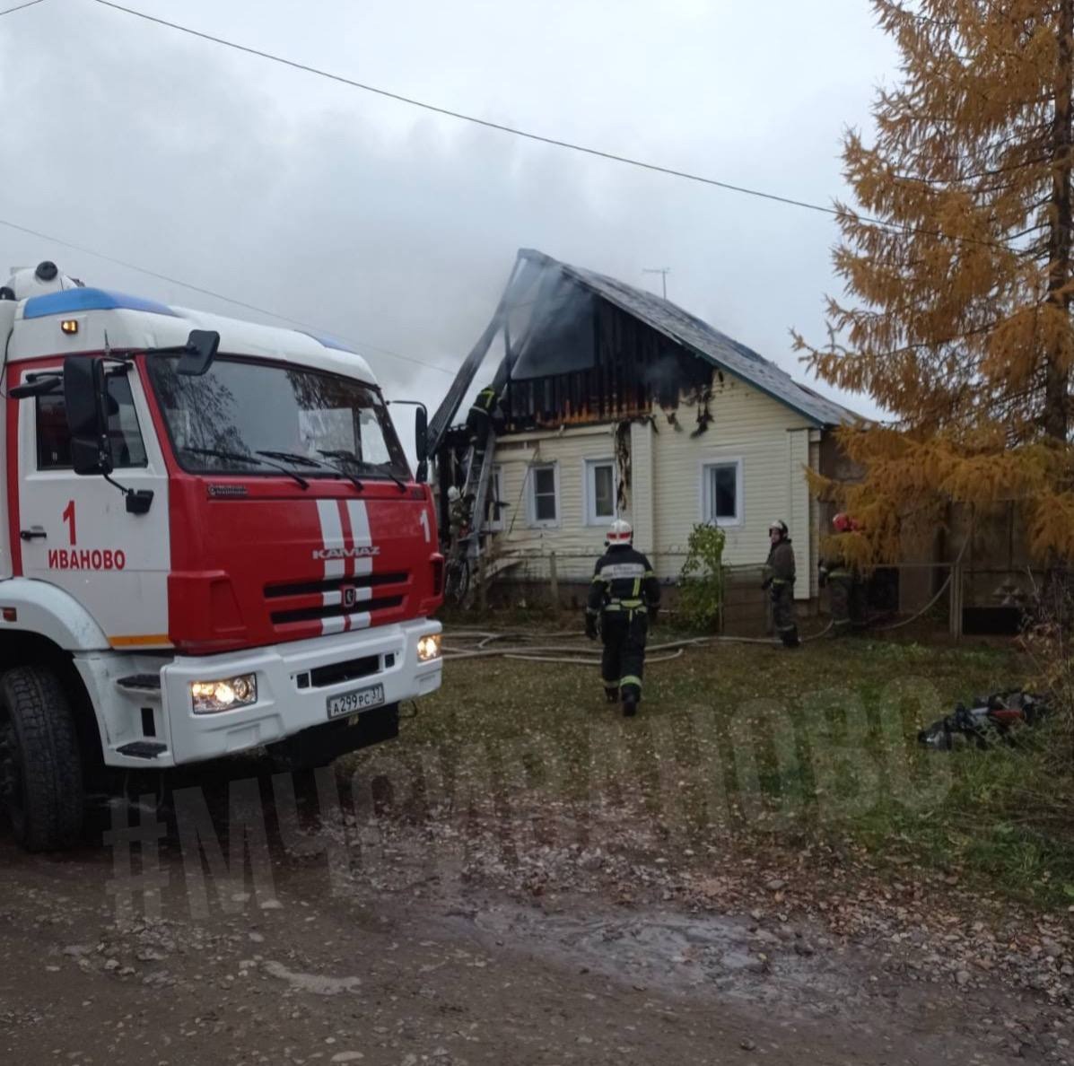 При пожаре в Кохме пострадал мужчина