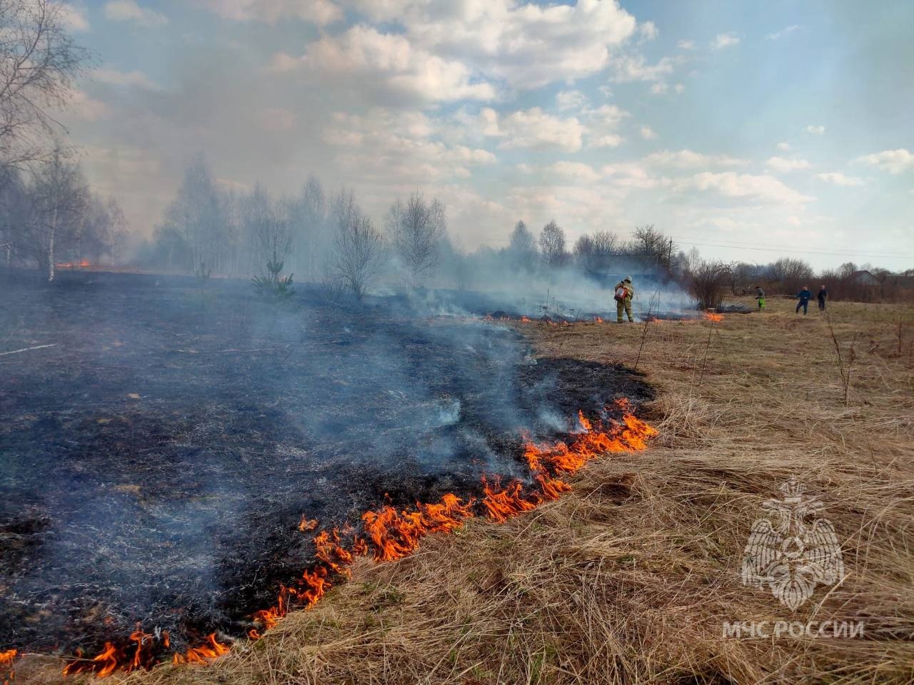 Пожарные предотвратили горение сухой травы в одной из деревень Ивановской  области