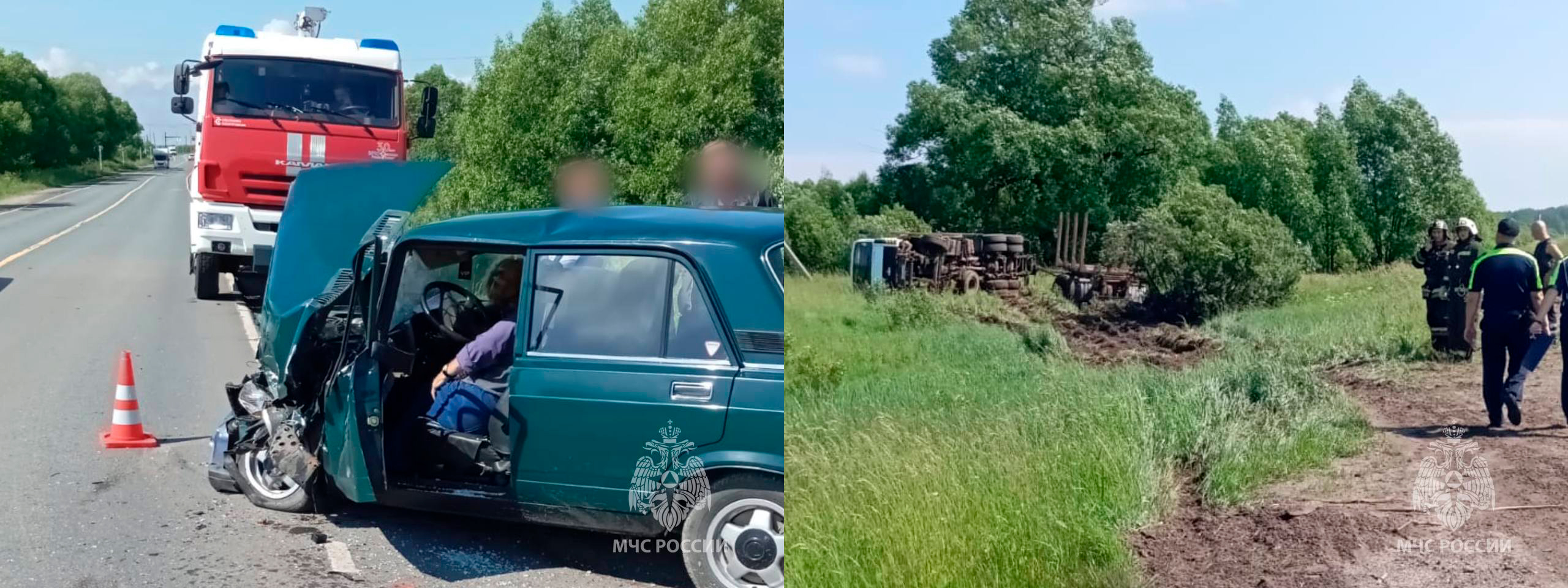 Отечественная легковушка врезалась в грузовик на трассе в Ивановской области