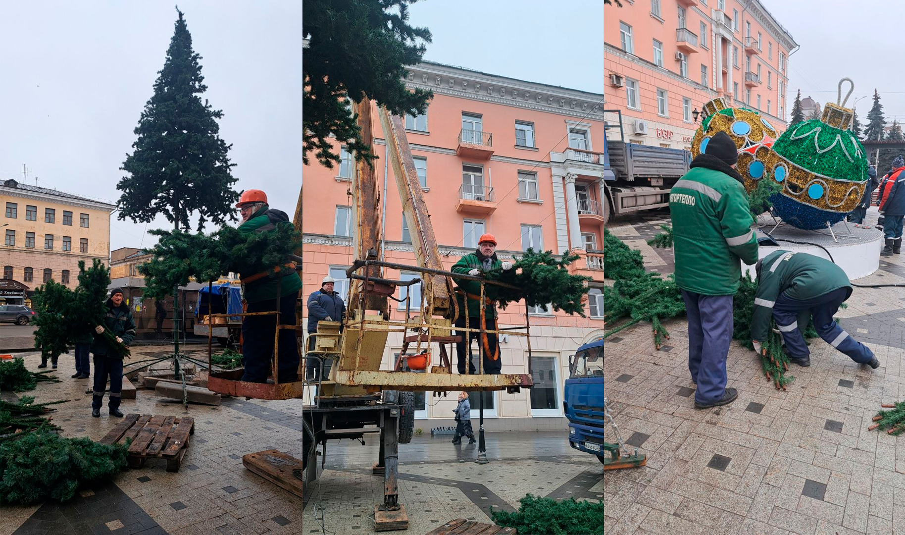 Установка еще одной новогодней ели началась в Иванове